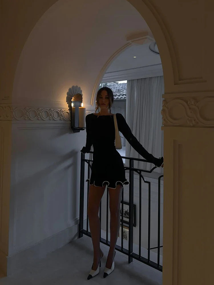 שמלת מיני/מקסי/סטרפלס סרוגה בעיטור גלים - RONNIE