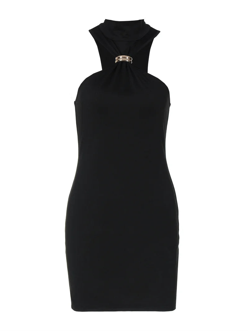 שמלת מיני קולר צווארון גולף בעיטור אבזם - איילין