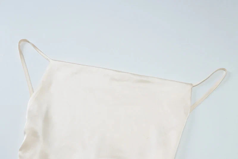 שמלת מקסי סאטן בעיטור שיפון גב פתוח - גרייסי