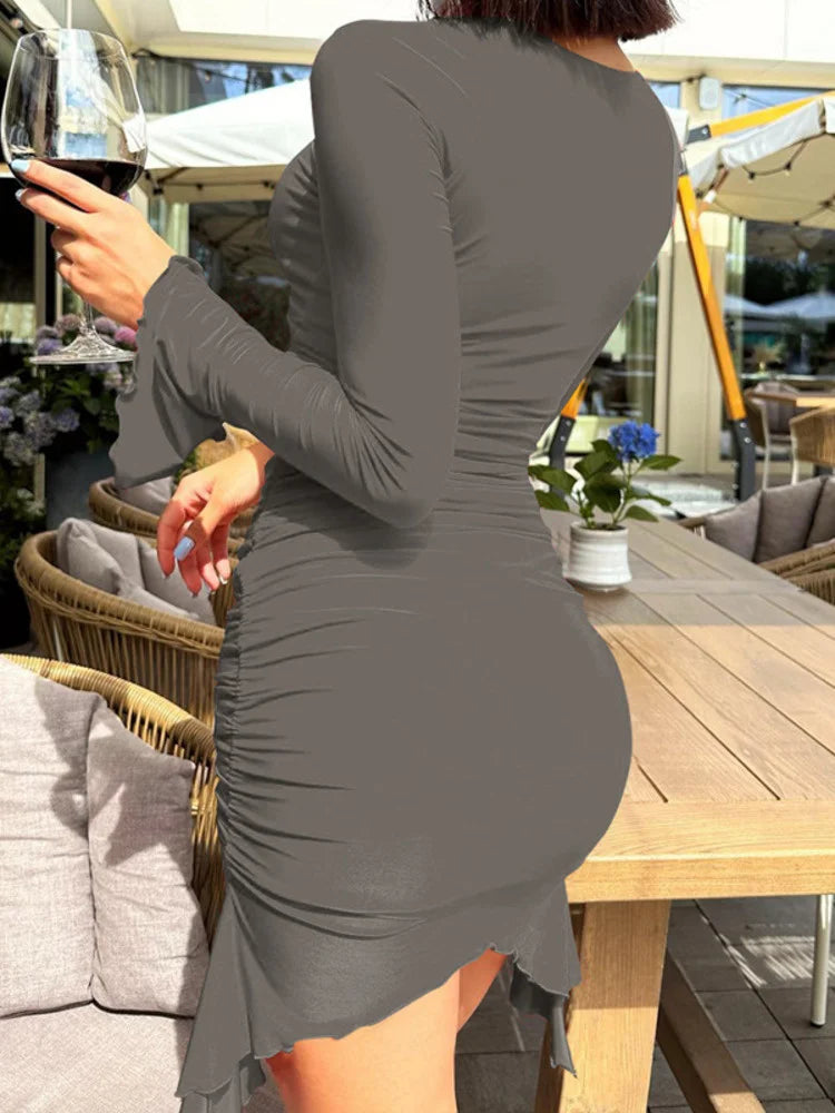 שמלת מיני בעיצוב אסימטרי ופתחים - LOLITA