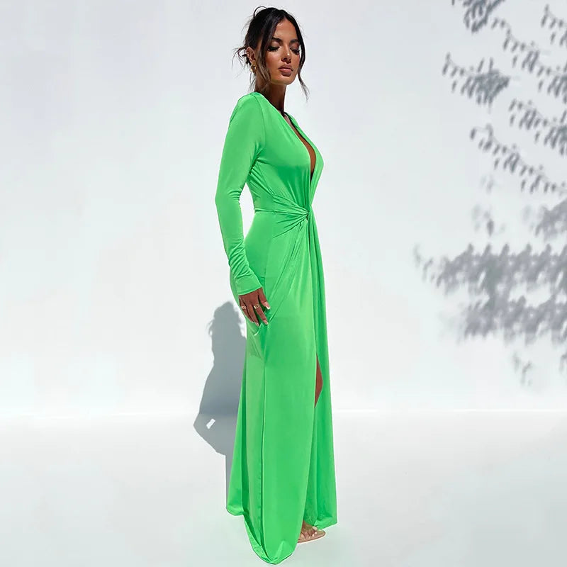 שמלת מקסי מחשוף עמוק - מיכאלה