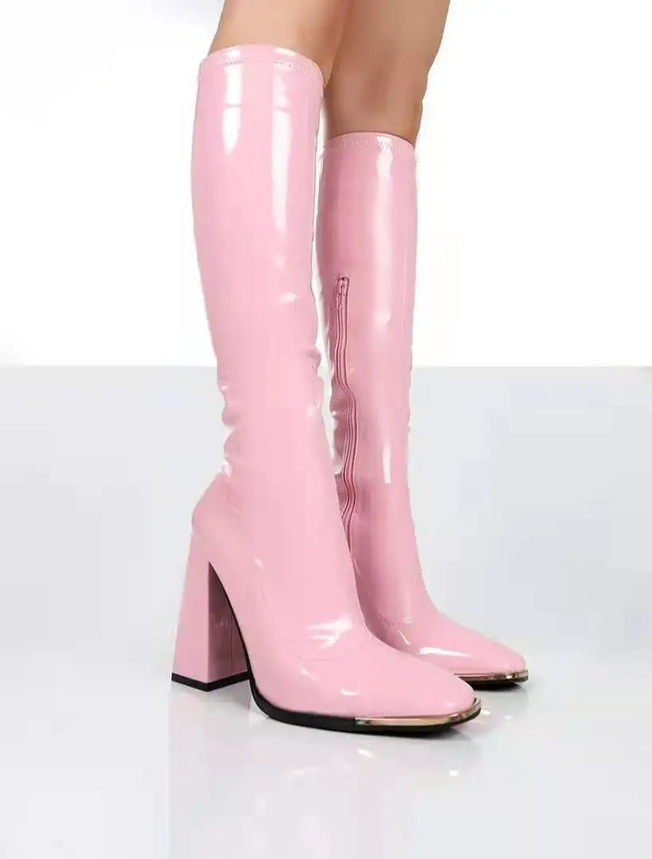 High heeled leatherette boots - Ashley