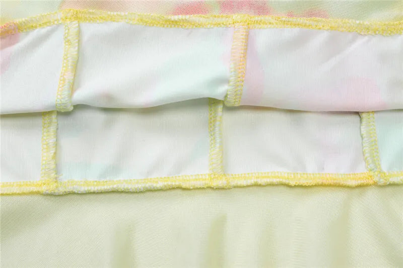 שמלת מיני סטרפלס פרחונית בעיטור מלמלה - Alexa