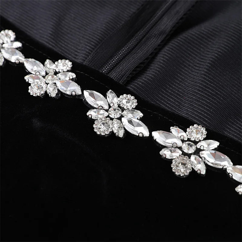 אוברול קטיפה מכנסי פדלפון בעיטור יהלומים - Hallie