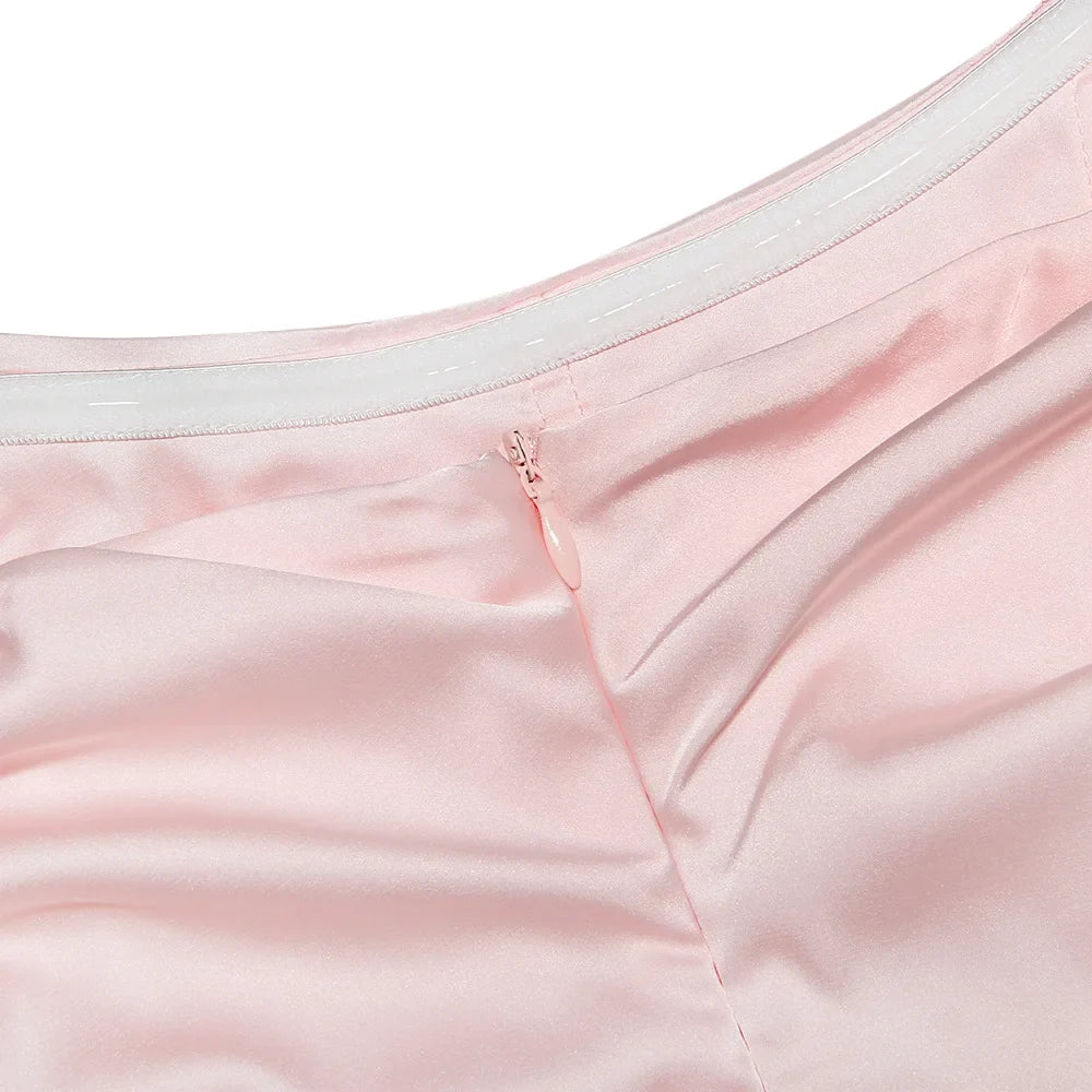 שמלת סטרפלס מיני סאטן  - לאבי