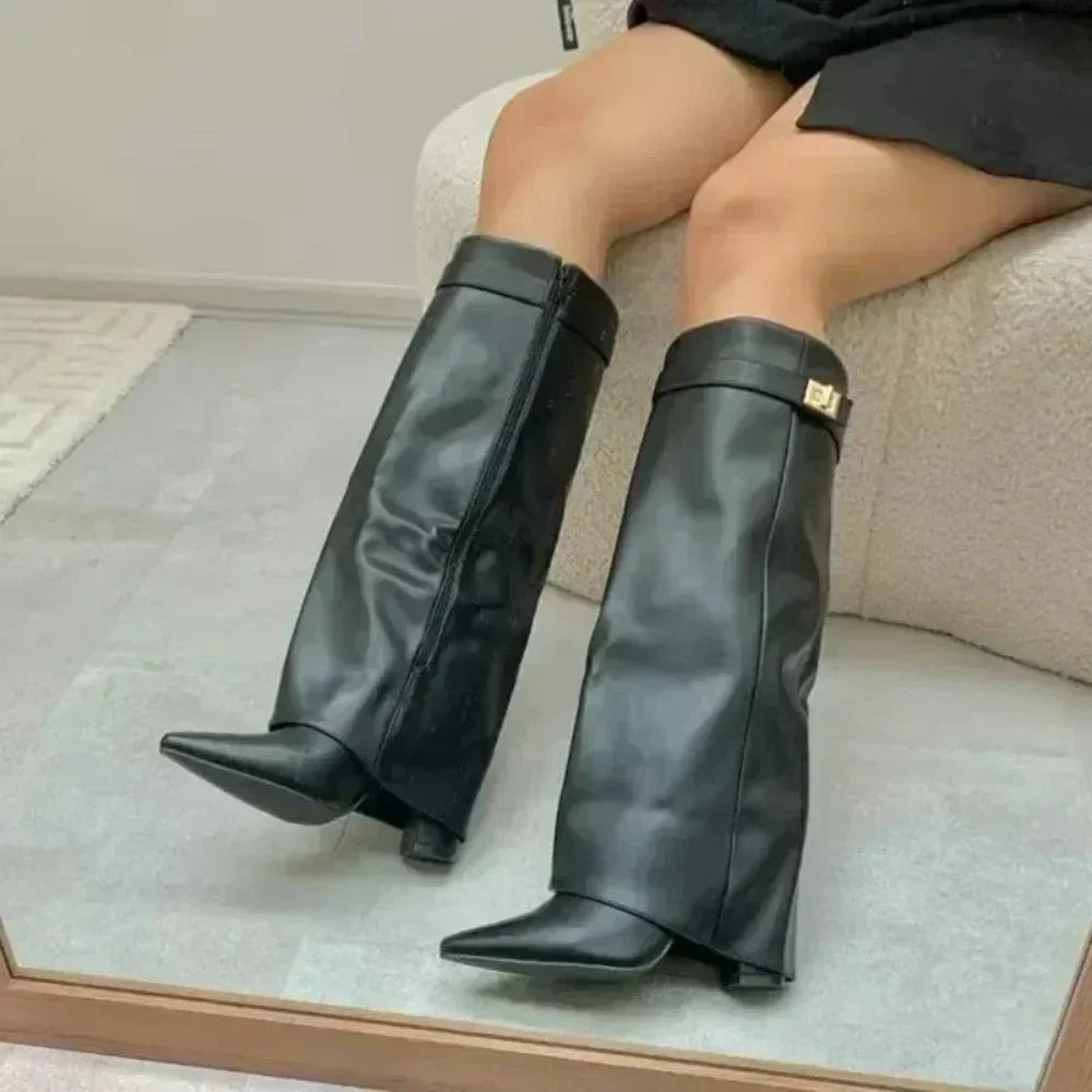 High heel boots in suede/leatherette design - Phoebe