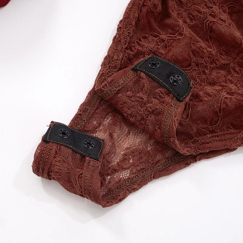 שמלת מקסי בעיצוב שסע ותחרה בעיטור קשירה - WINE