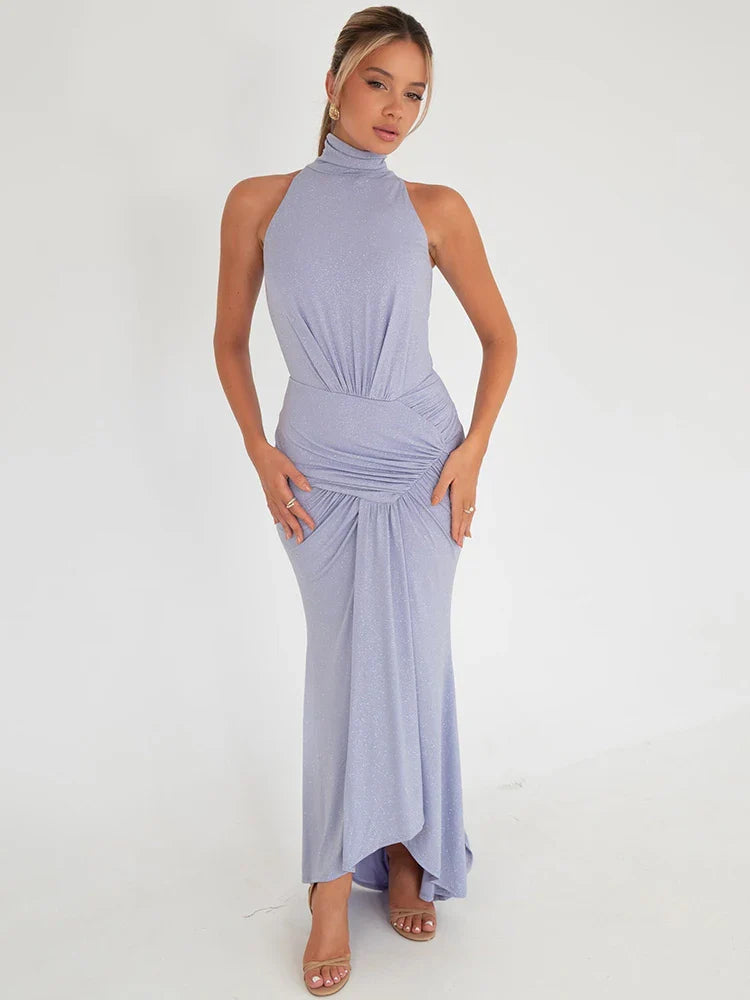 שמלת מקסי נצנצים גולף בעיטור קיפולים - ADELA