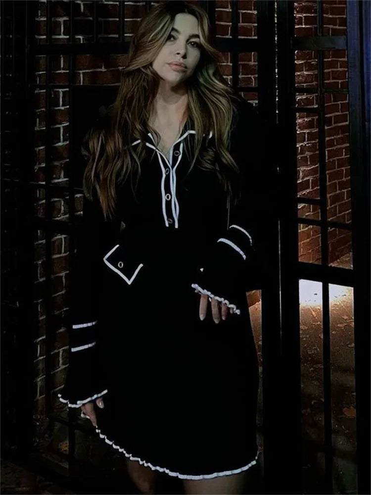 שמלת מקסי / מיני סרוגה בעיצוב אירופאי - Marceline