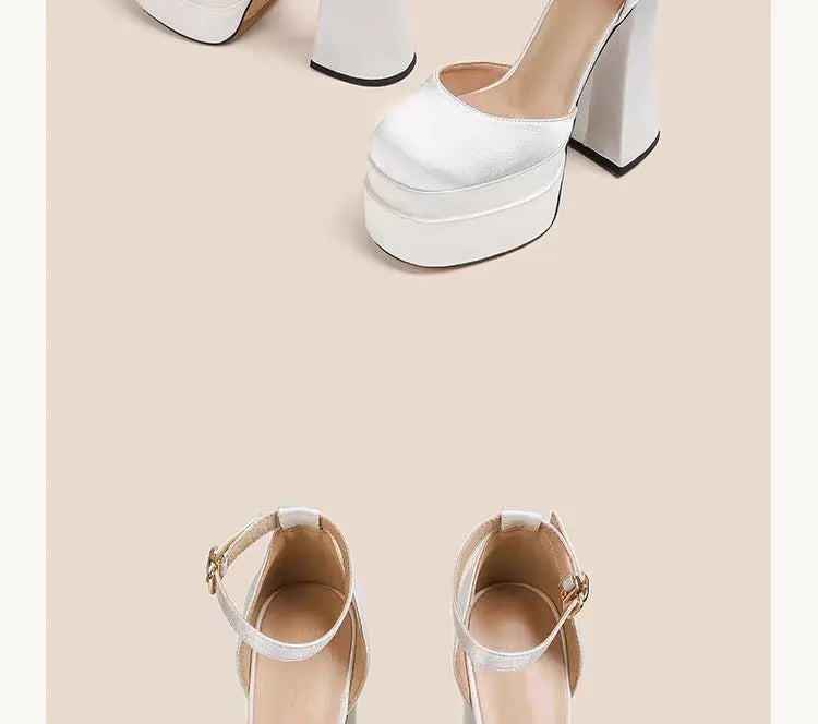 נעלי עקב סגורות בד משי - סאן