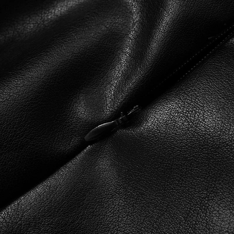 שמלת מיני דמוי עור בגזרת A שרוולי רשת - אופק