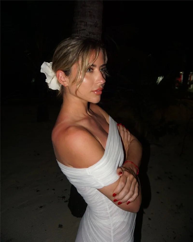 שמלת חוף שקופה כתפיים חשופות בעיצוב שסעים - לילאה