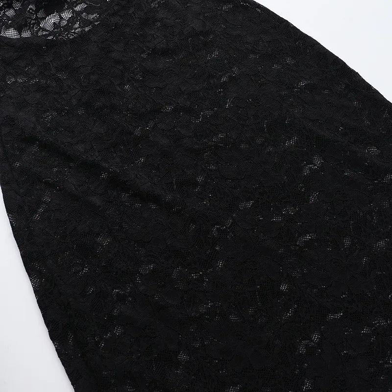 שמלת מקסי תחרה גב פתוח צווארון נופל - וניליה