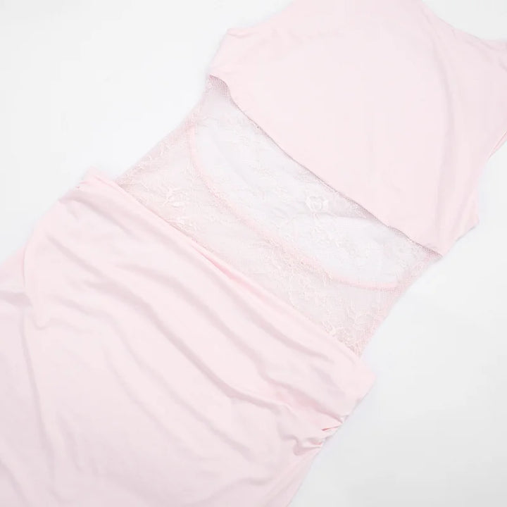 Maxi dress with lace design and open back pleats - Lilin