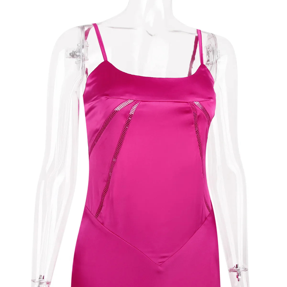 שמלת מקסי סאטן קשירה בגב להצמדה במותן - Lilia