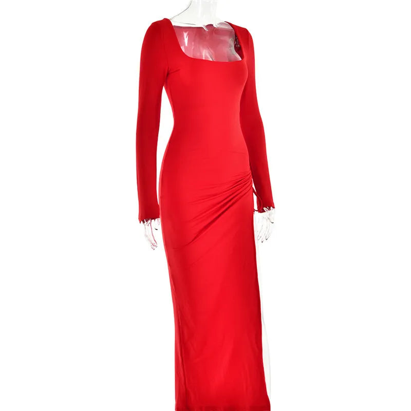 שמלת מקסי בעיצוב שרוכי קשירה להתאמת שסע - אלבה