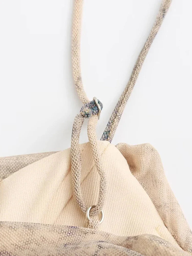 שמלת מקסי שיפון כיווצים כתפיות ספגטי בצבעי אומברה - אוליביה