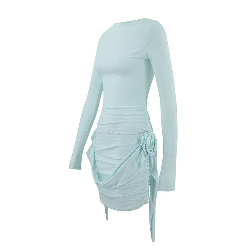 שמלת מיני בעיטור אפליקציות פרחים ושובלים - אוראלה