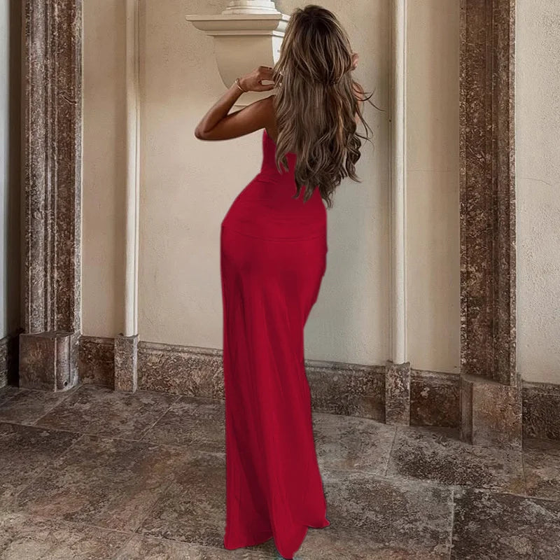 שמלת מקסי סטרפלס בעיצוב קיפולים - נסיה