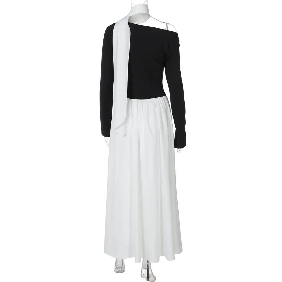 Maxi Dress with Scarf Decoration - NESSIA