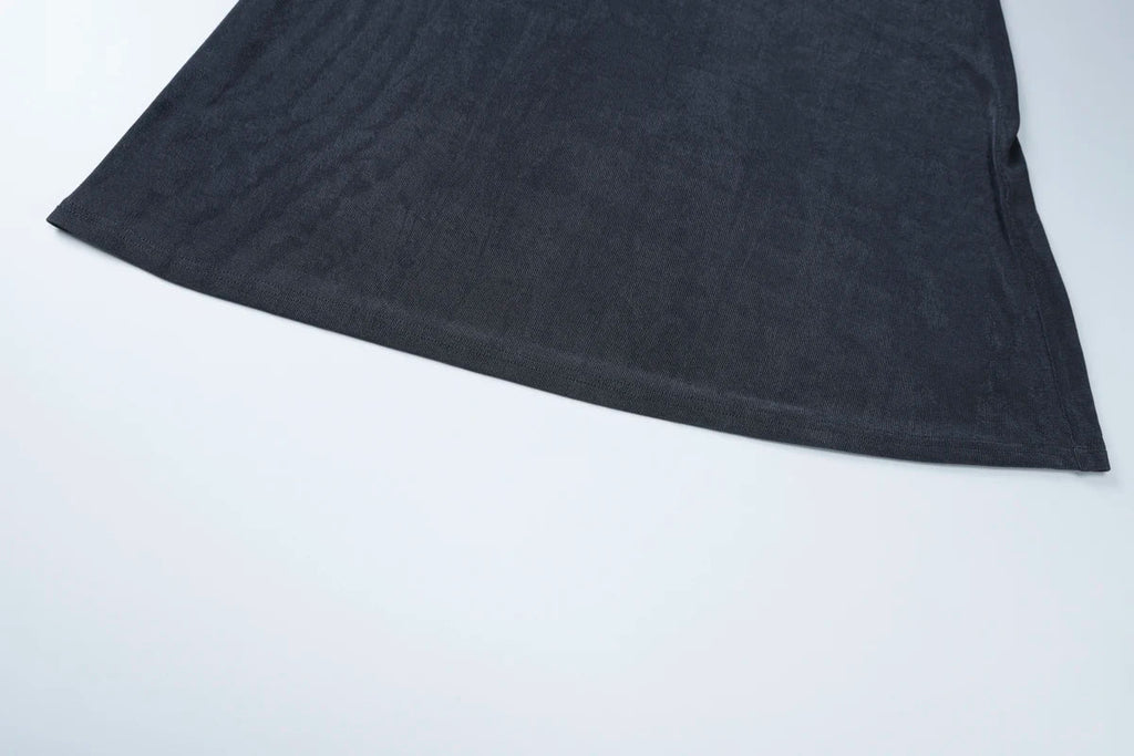 שמלת מקסי זמש סרוגה בעיצוב צווארון נופל וקשירה גב פתוח - תאלין