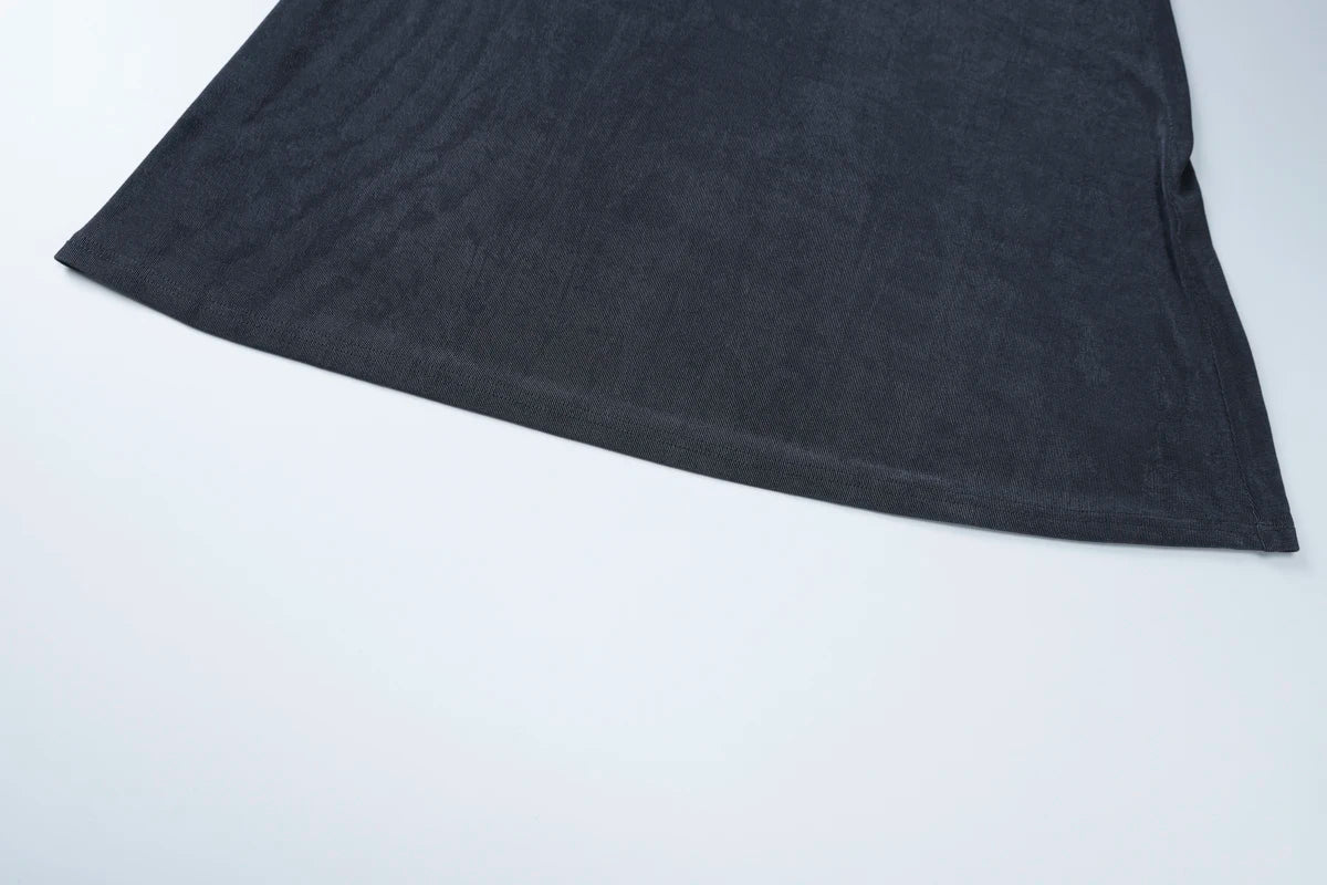 שמלת מקסי זמש סרוגה בעיצוב צווארון נופל וקשירה גב פתוח - תאלין