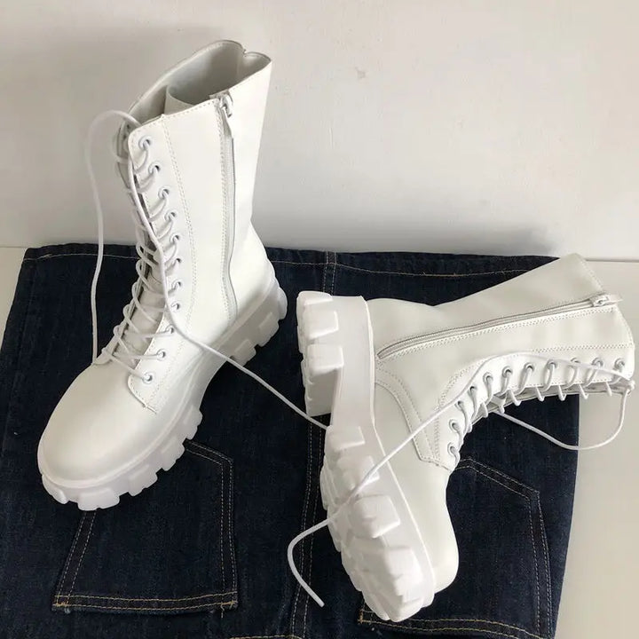 Faux leather rain boots with lace-up design - Martin
