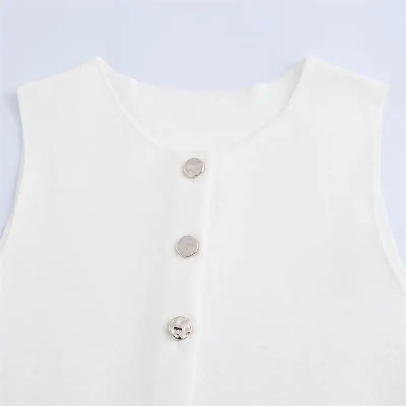 סט שני חלקים סרוג ווסט כפתורים וחצאית מקסי - פולינה