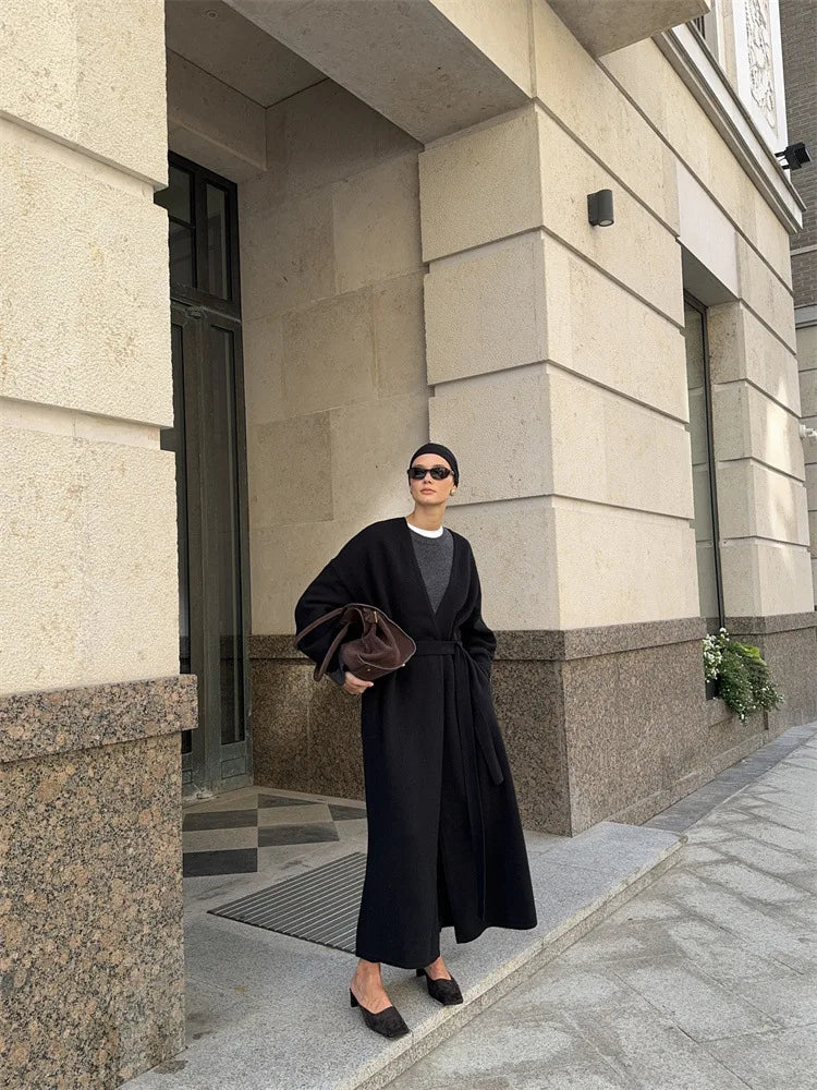 קרדיגן צמרי ארוך סגירת חגורת קשירה - קאי