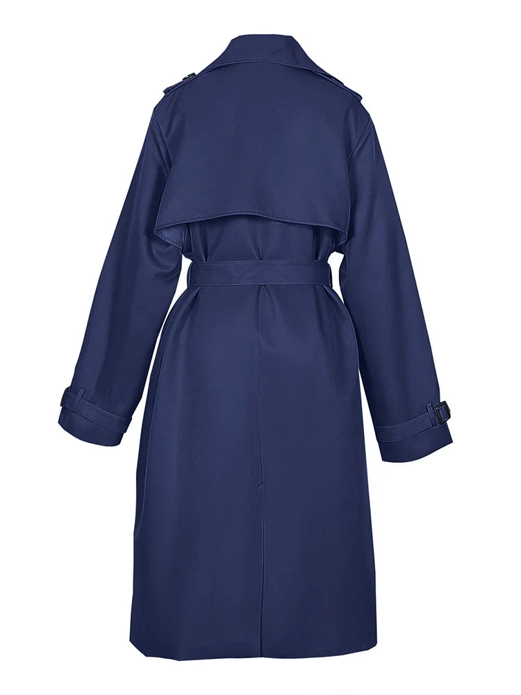 מעיל טרנץ' ארוך בעיטור כפתורים חגורת קשירה - אלן