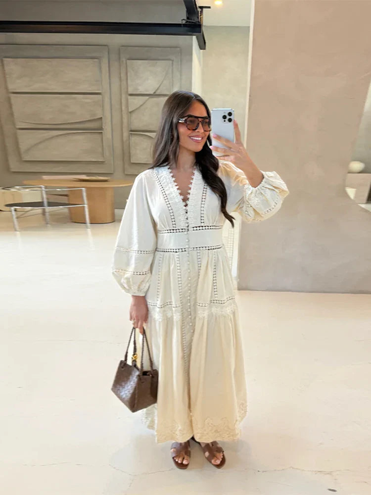 שמלת מקסי שיפלי בעיטור כפתורים - רעיה