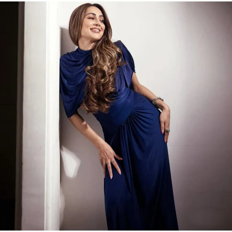 שמלת מקסי יוקרתית בעיצוב קיפולים - אמנדה