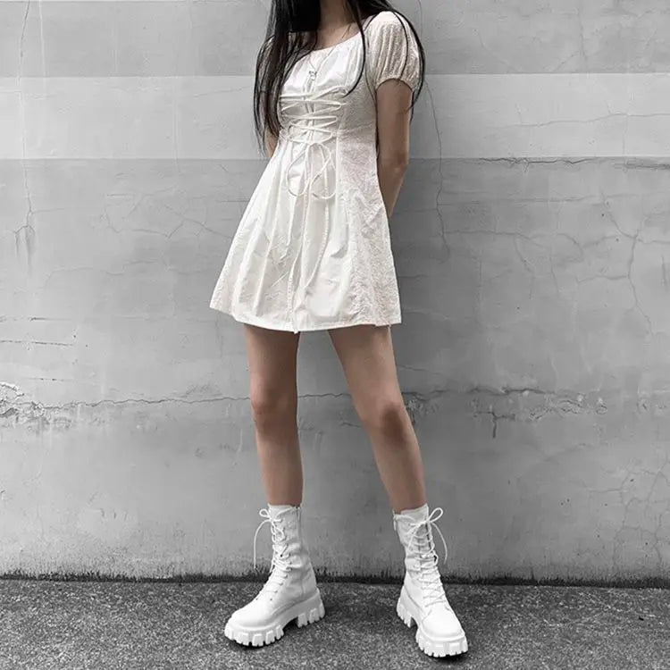 Faux leather rain boots with lace-up design - Martin