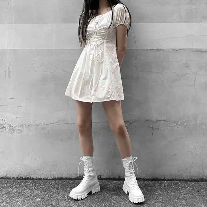 Faux leather rain boots with lace-up design - Martin