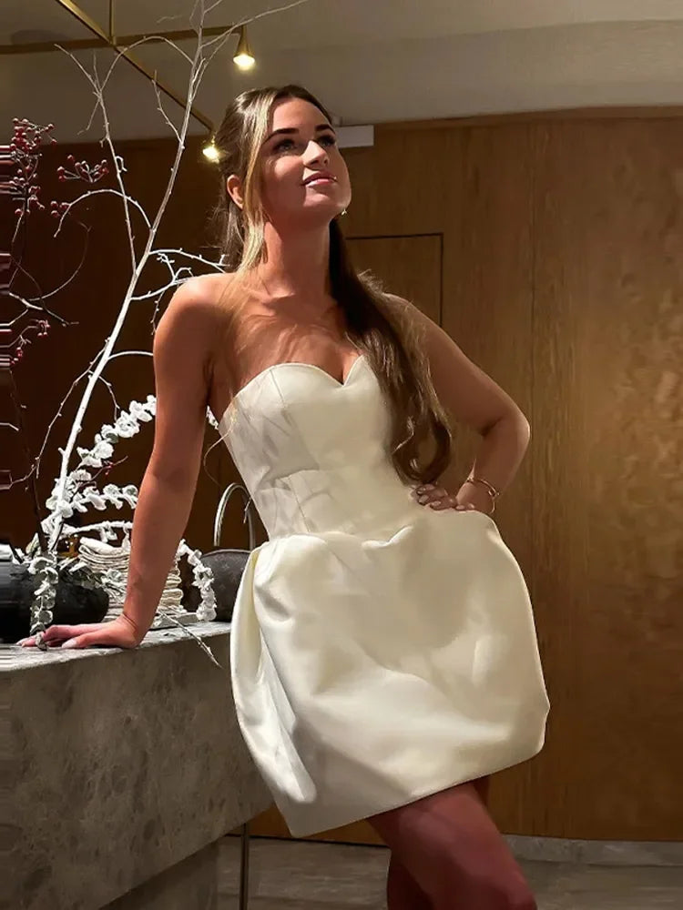 שמלת מיני סאטן אלגנטית בעיצוב יוקרתי - אלינה