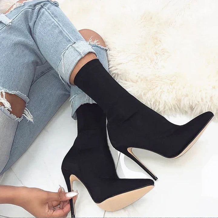 Silk Pointed Heel Boots - Chloé