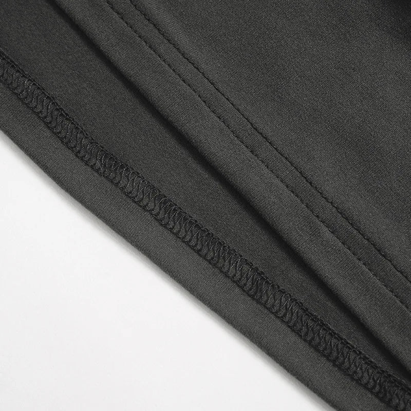 שמלת מיני כיווצים שרוול ארוך צוואר אסימטרי - לונר