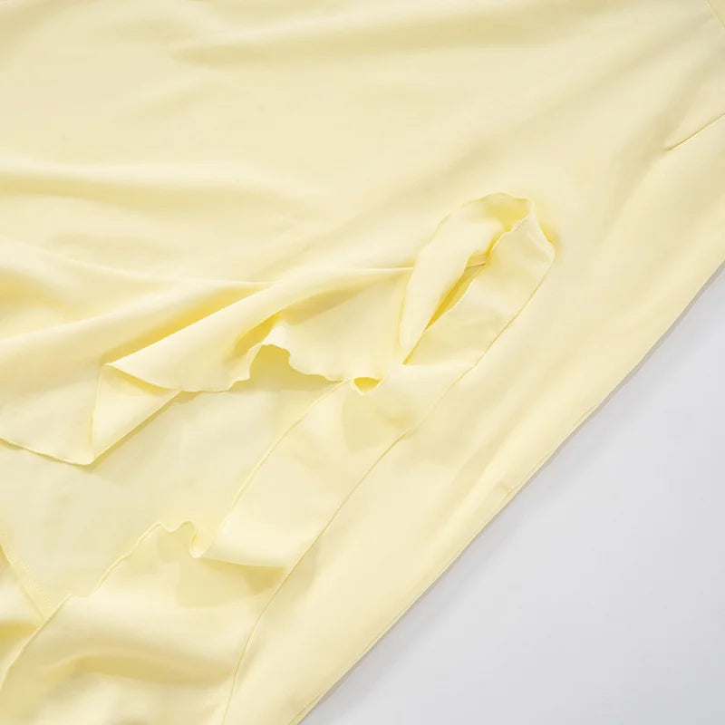 שמלת מקסי סטרפלס מלמלה בעיטור שסע קשירה בגב - ריקה