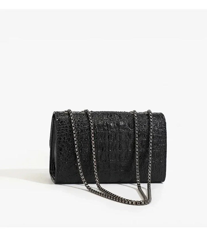 Glitter faux leather bag with D design