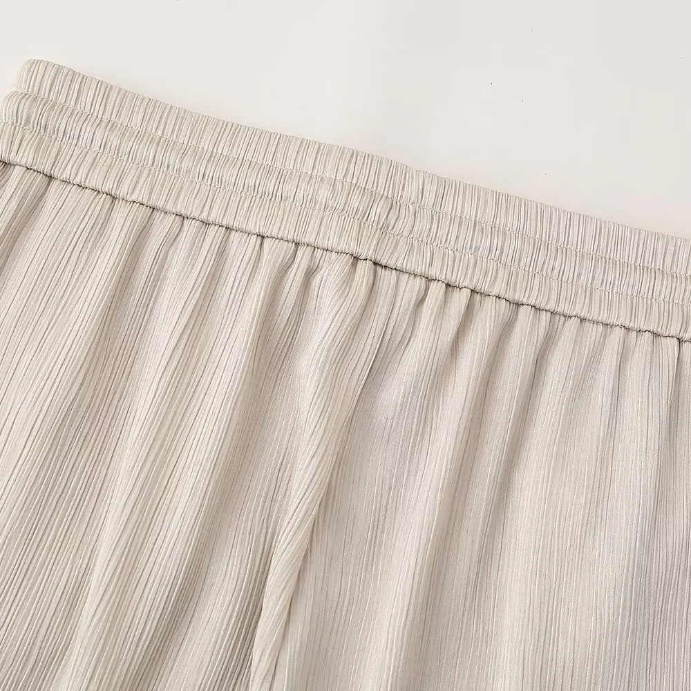 חליפת שני חלקים בד קרפ מבריק נעים מכנסיים ארוכים ובלייזר - ריקה