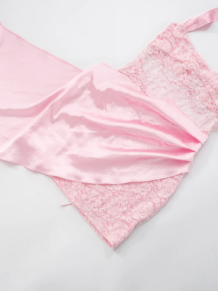 שמלת מיני סאטן בעיטור תחרה - יובליה