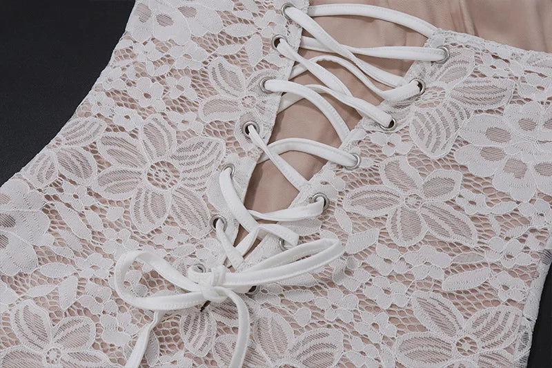 שמלת מיני סטרפלס תחרה - אורינה