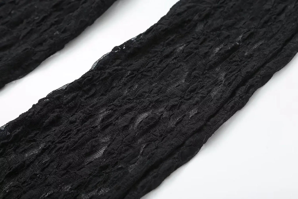 חליפת תחרה שני חלקים בגד גוף ומכנסיים ארוכים - מנור