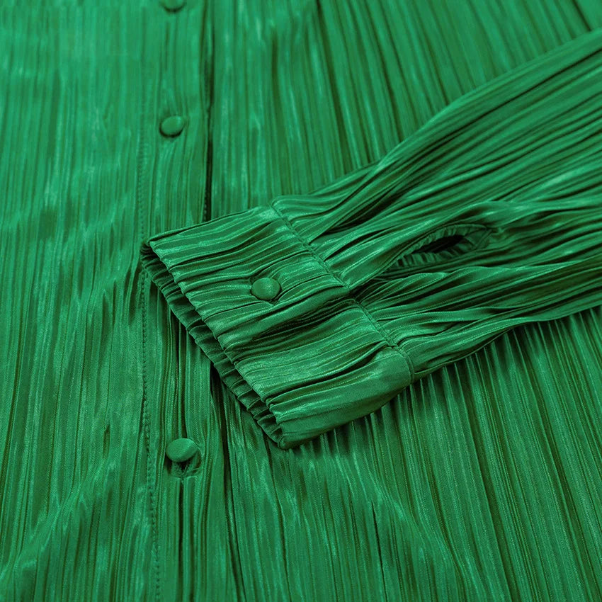 חליפת שני חלקים בעיצוב כיווצים בד מבריק - ניב