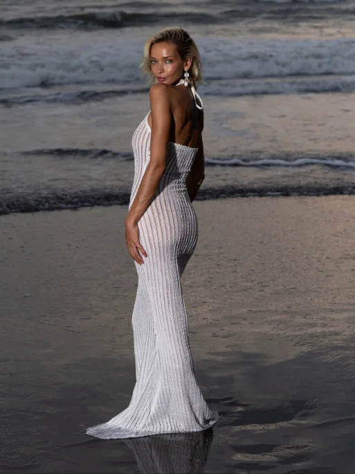 שמלת חוף חלקית שקופה בסגנון פסים - ליליה