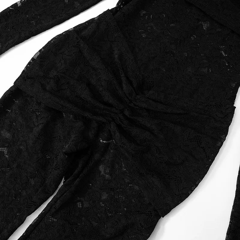 אוברול תחרה בעיטור שובל כתפיים חשופות - גפן