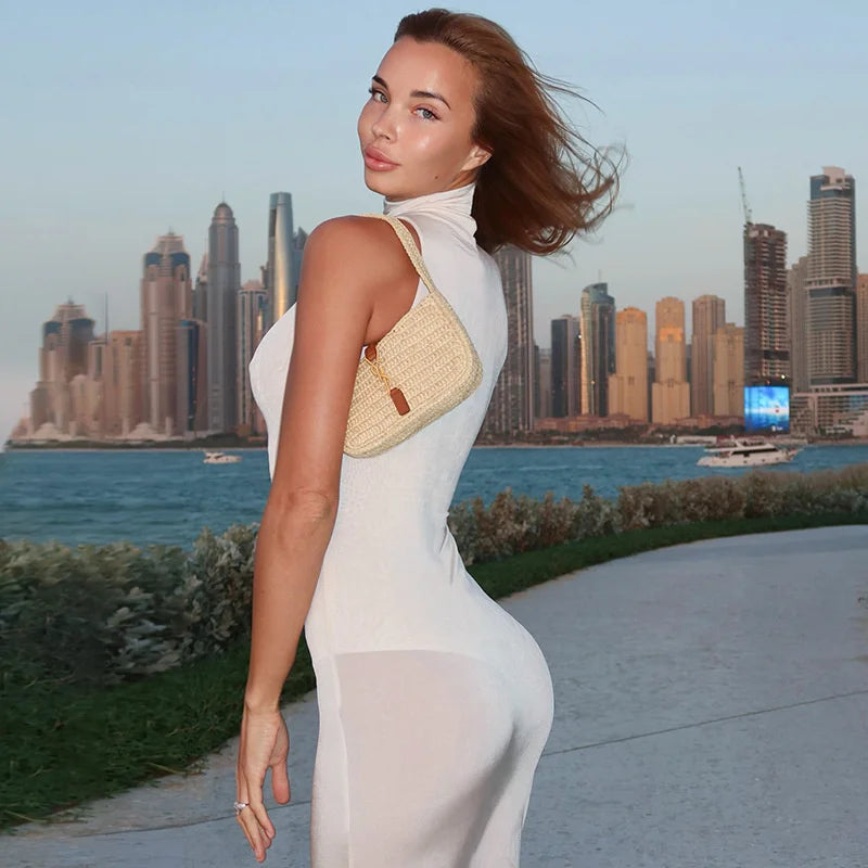 שמלת מקסי גולף בעיצוב שיפון ובגד גוף - יהב