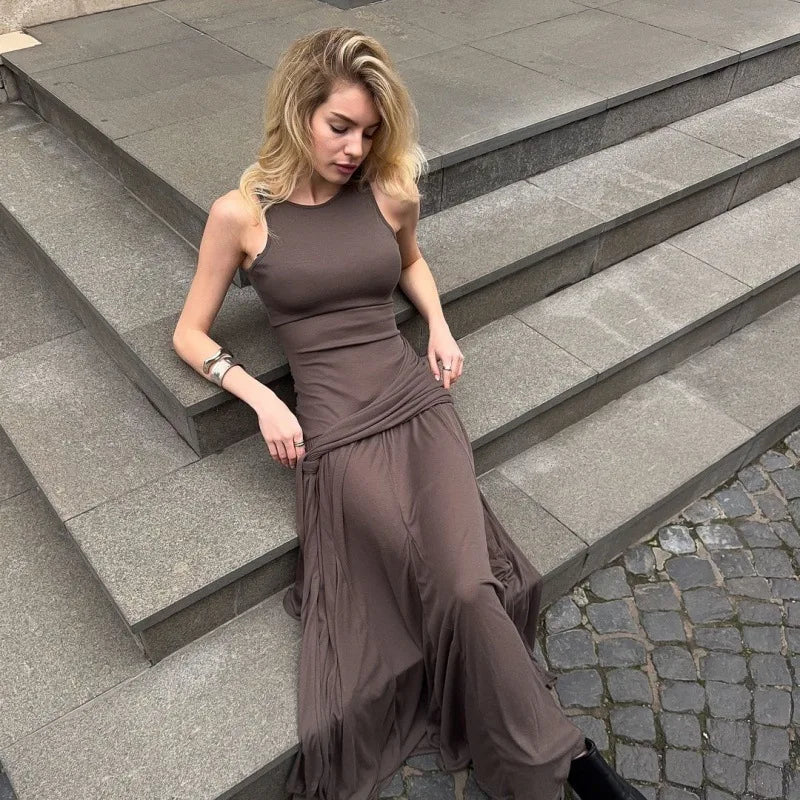 שמלת מקסי בעיצוב קיפולים וקשירה בוהו שיק - דאלילה