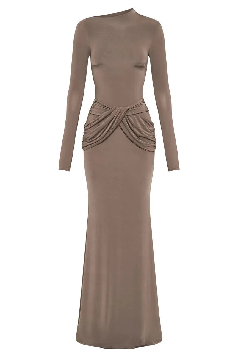 שמלת מקסי צנועה בעיצוב קיפולים - נויה