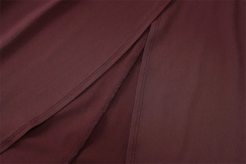 שמלת מקסי בעיצוב קשירה בצוואר ומחשוף V עמוק בעיטור שסע וכיווצים - צ'ינה